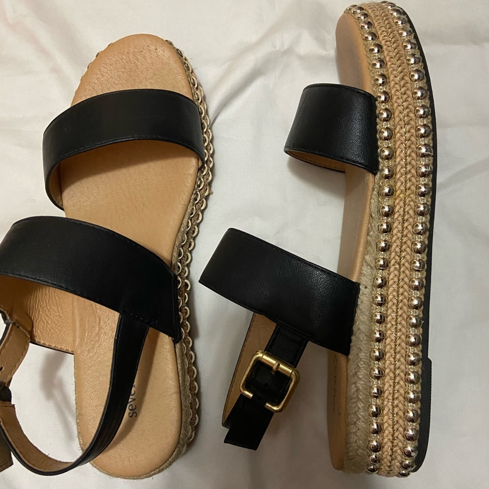 Black Espadrille Platform Sandals